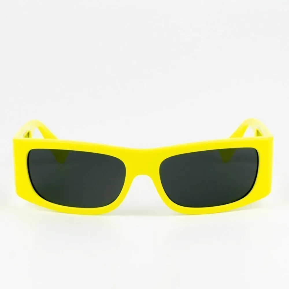 NEW Versace VE4482 544987 Yellow Fluo Dark Grey Rectangular Unisex Sunglasses